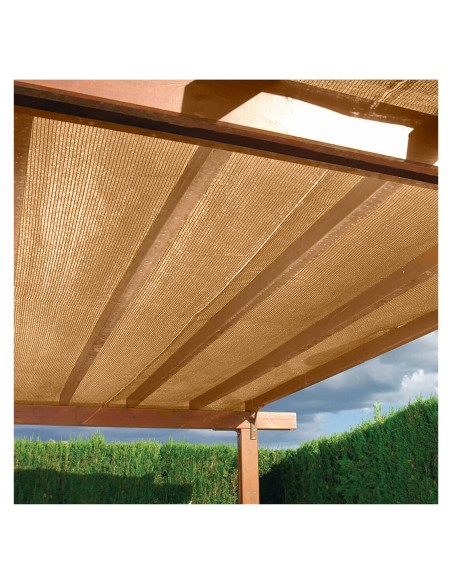 malla de sombra y ocultacion para jardin crema