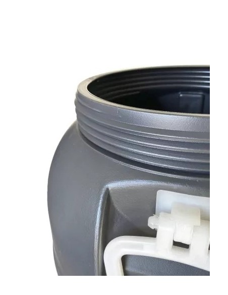 Bidón de Plástico Alimentario con Asas y Boca Ancha | Gris | Hermético