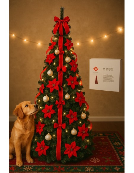 Árbol de Navidad Plegable con 4 Cintas | Montaje Fácil y Elegante