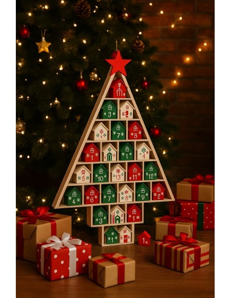 Calendario de Adviento Árbol con Casitas | Diseño Navideño