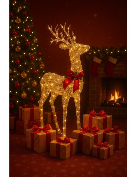 Reno Dorado con 1000 Luces LED – Decoración Navideña