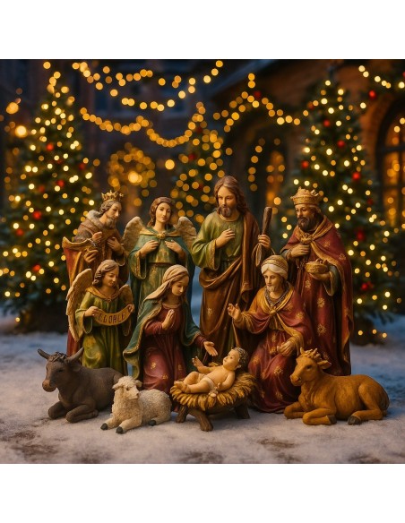Nacimiento 11 Piezas 46 cm | Belén Navideño Clásico y Elegante
