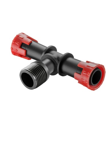 Té rosca con anilla para cinta de riego