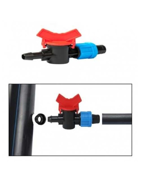 Válvula tubo 16 a cinta con anillas | Riego por goteo