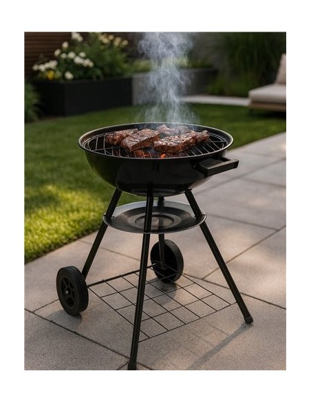 Barbacoa de Carbón Dakota 45 cm | Portátil, con Tapa y Ruedas | Estilo