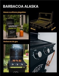 Barbacoa de Gas Alaska 3 Quemadores | Compacta, Portátil y con Mesas P 2