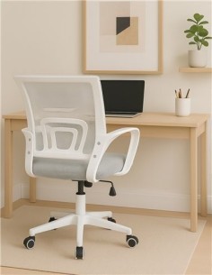 Silla de Escritorio Ergonómica con Reposacabezas y Reposabrazos blanco 2